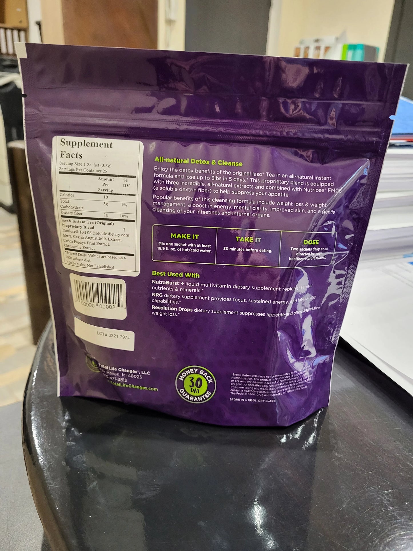 INSTANT TEA TLC 25 sticks cure 1 mois détoxifiant diurétique perte de poids minceur jusqu'à 2.5kg/semaine 100% plantes naturelles