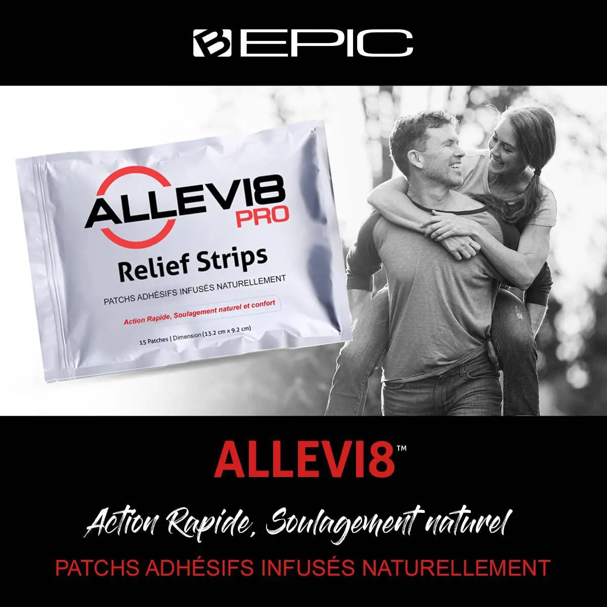 ALLEVI8 - B-EPIC - Soulagement Naturel des Courbatures - 15 Patchs